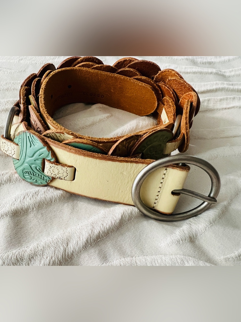 Fossil Vintage Boho Multicolor Leather Link Belt - Women's Accessories